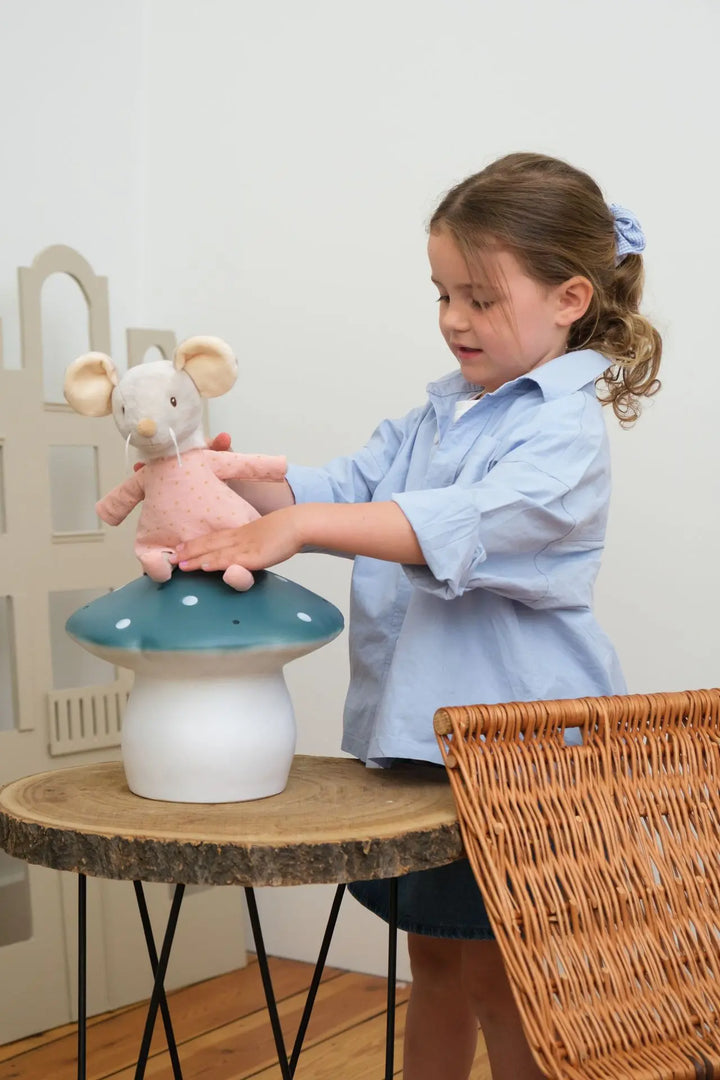 LAMP MUSHROOM MEDIUM NATURAL TEAL