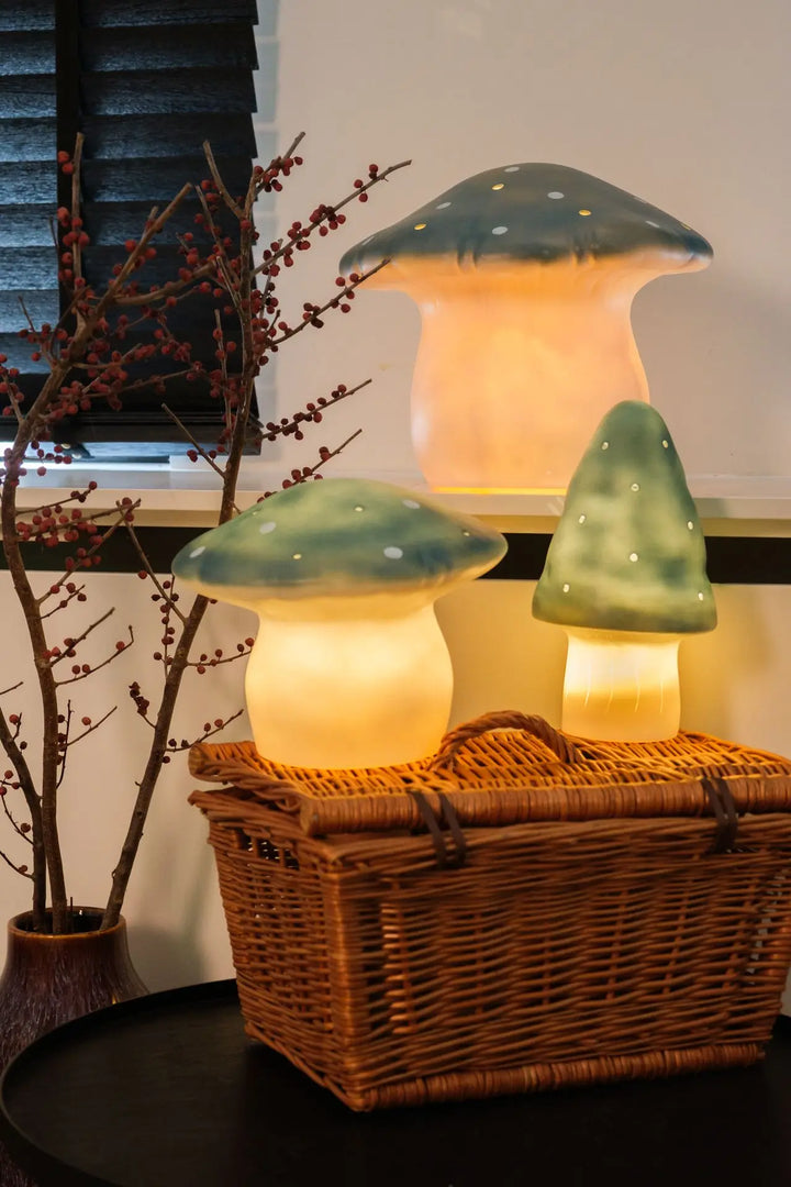 LAMP MUSHROOM MEDIUM NATURAL TEAL