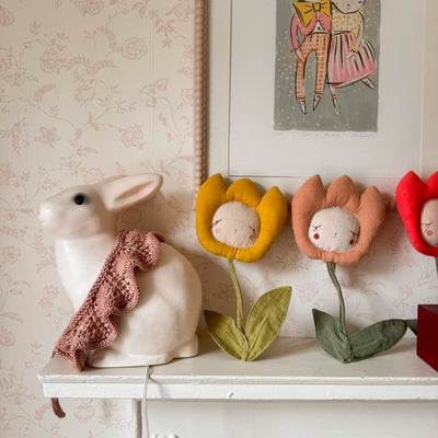 Rabbit lamp on shelf