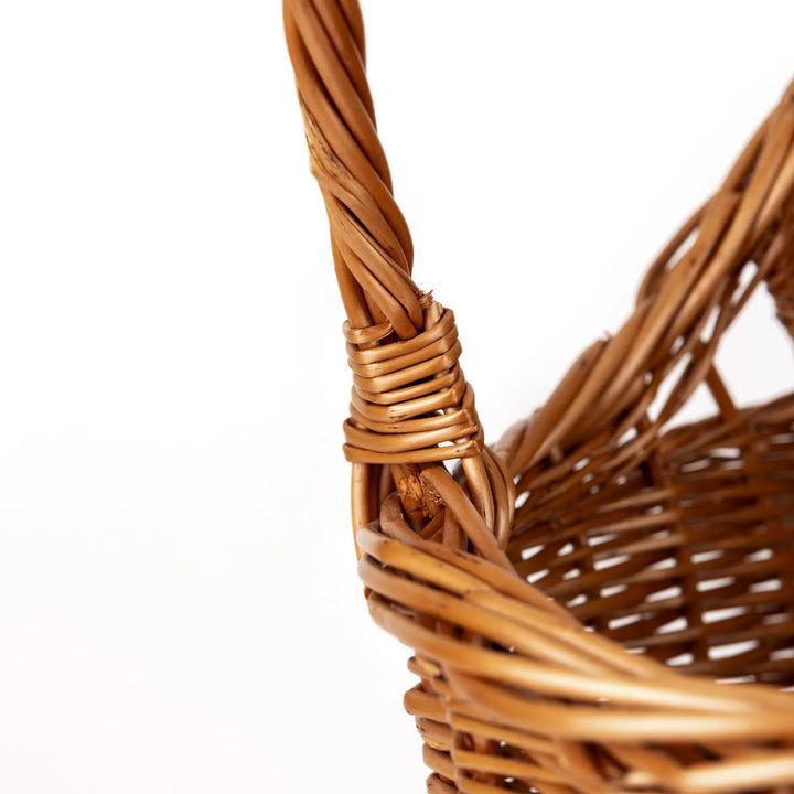 WICKER PRAM WITH KNITTED