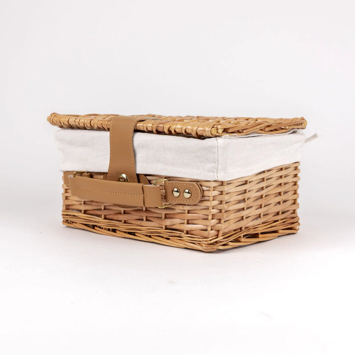 TIN TEA SET FOREST IN A WICKER BASKET