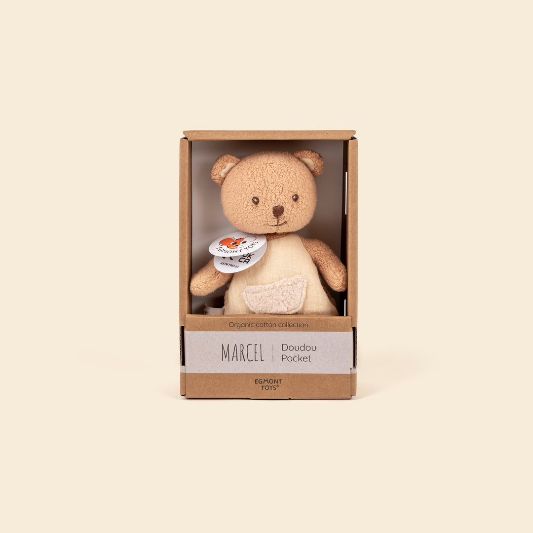 Marcel the bear pocket doudou