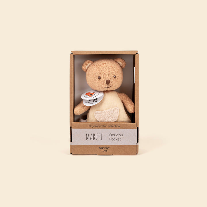Marcel the bear pocket doudou