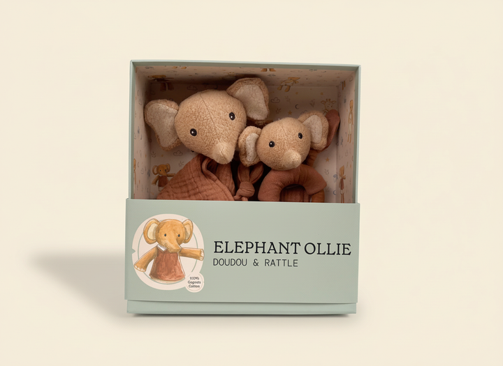 Elephant Ollie gift pack in packaging