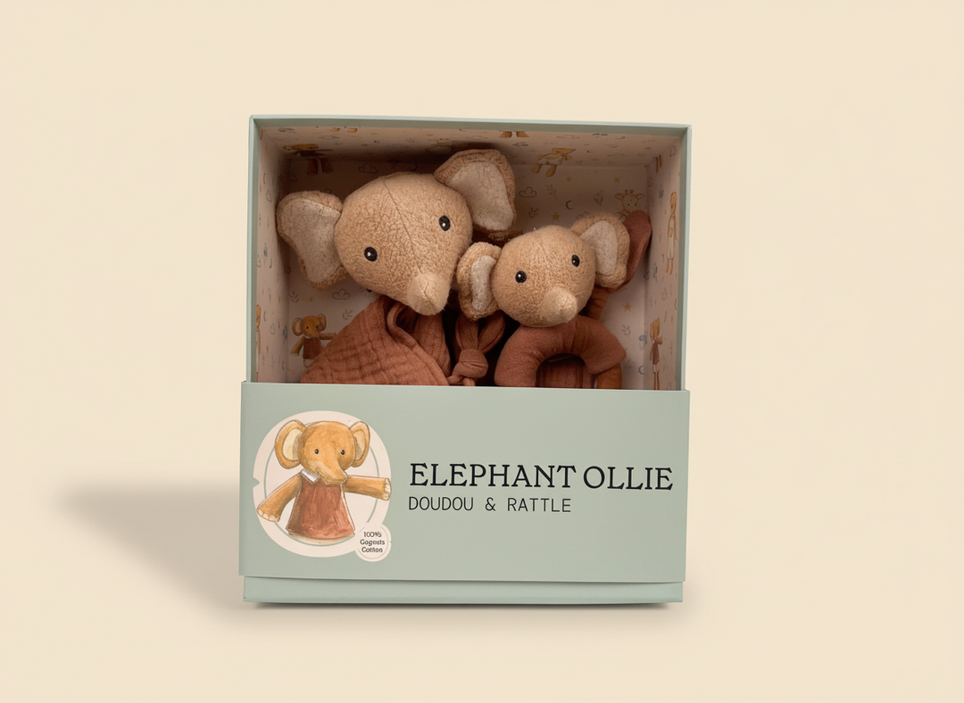 Elephant Ollie gift pack in packaging