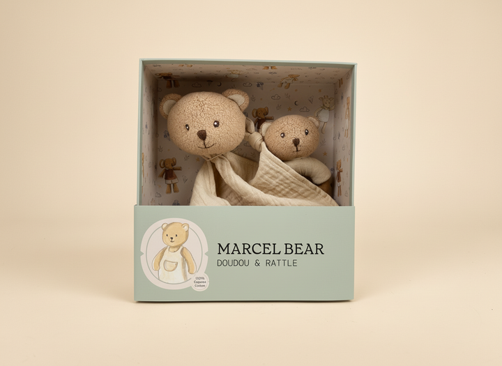 Marcel bear gift pack in packaging