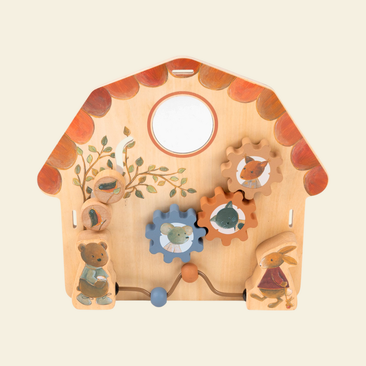 Tableau d'activités bébé en bois