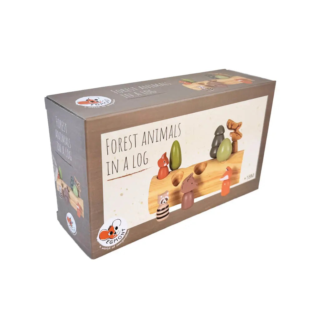 FOREST ANIMALS IN A LOG