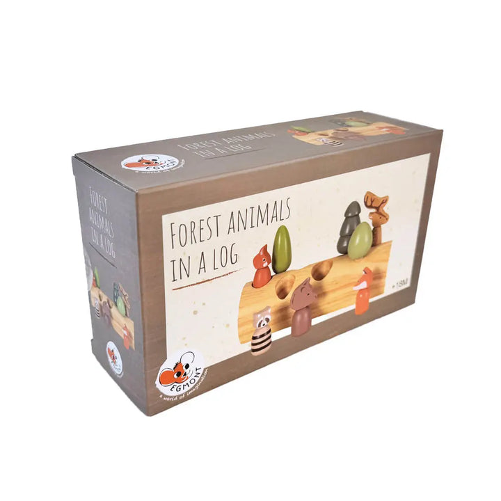 FOREST ANIMALS IN A LOG
