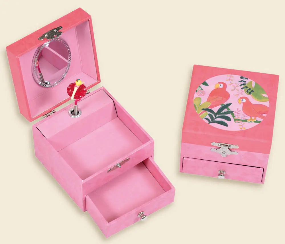 MUSICAL JEWELRY BOX WITH PARROT DRAWER
