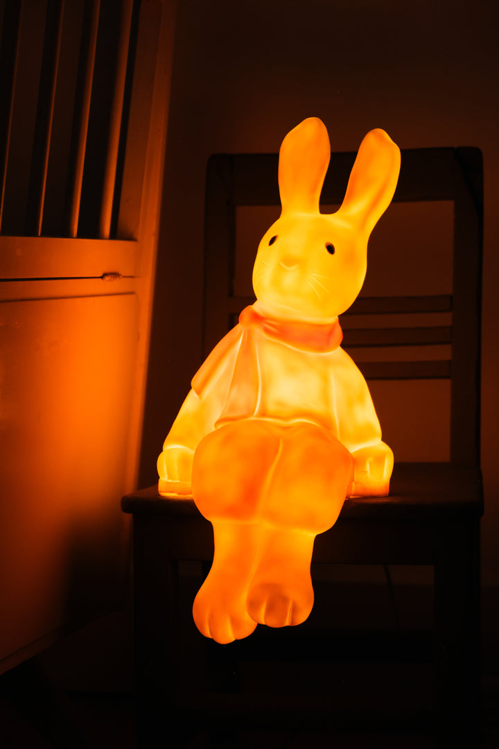 Lenny the Rabbit night lamp front-facing soft warm glow