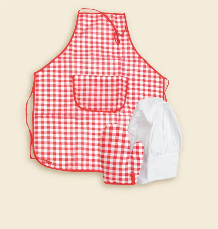 APRON, GLOVE & HAT RED