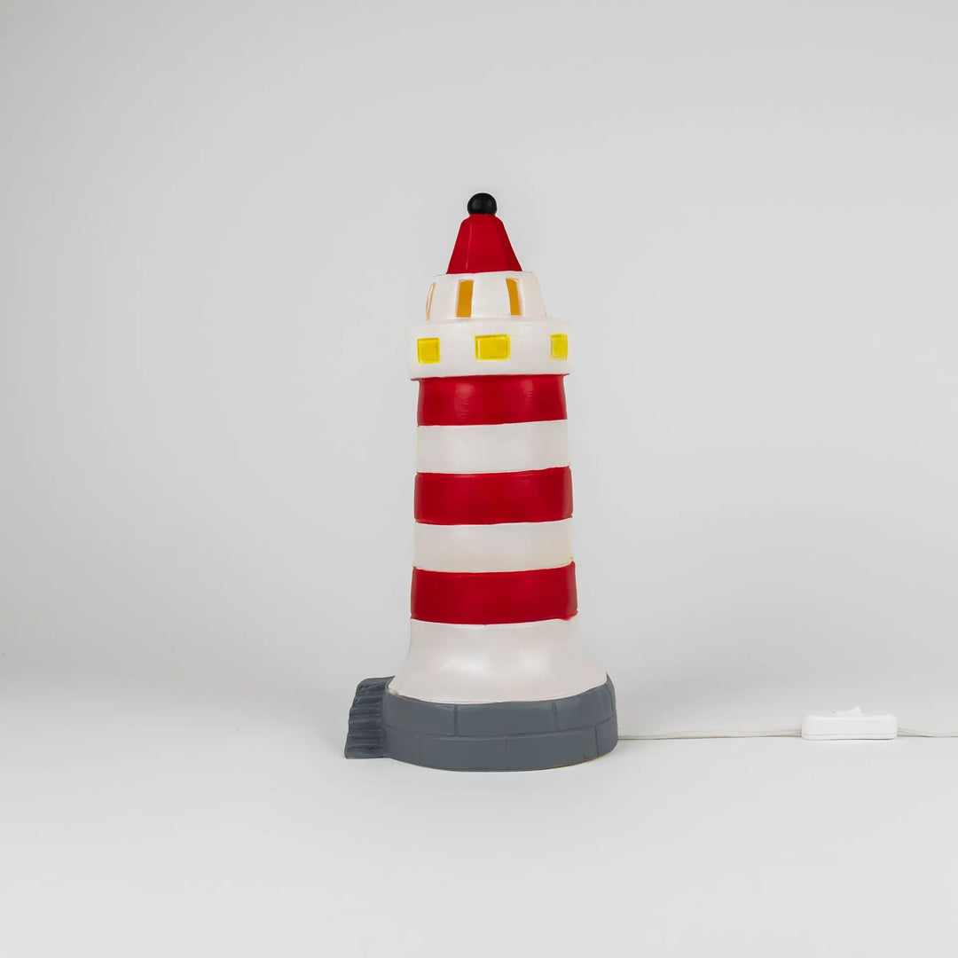 LAMP LIGHTHOUSE RED 35 CM