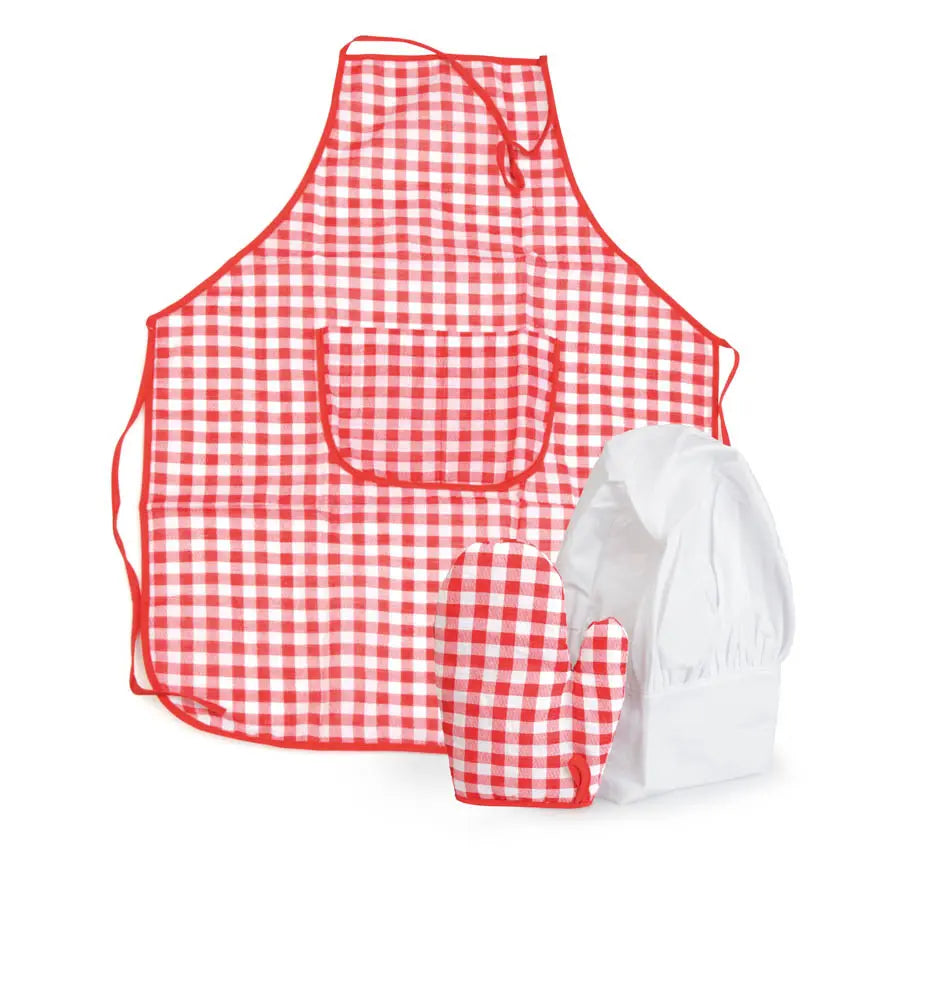 APRON, GLOVE & HAT RED