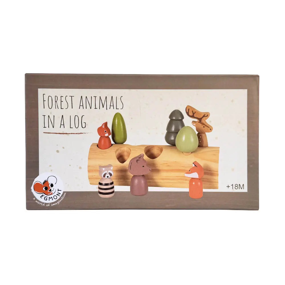 FOREST ANIMALS IN A LOG