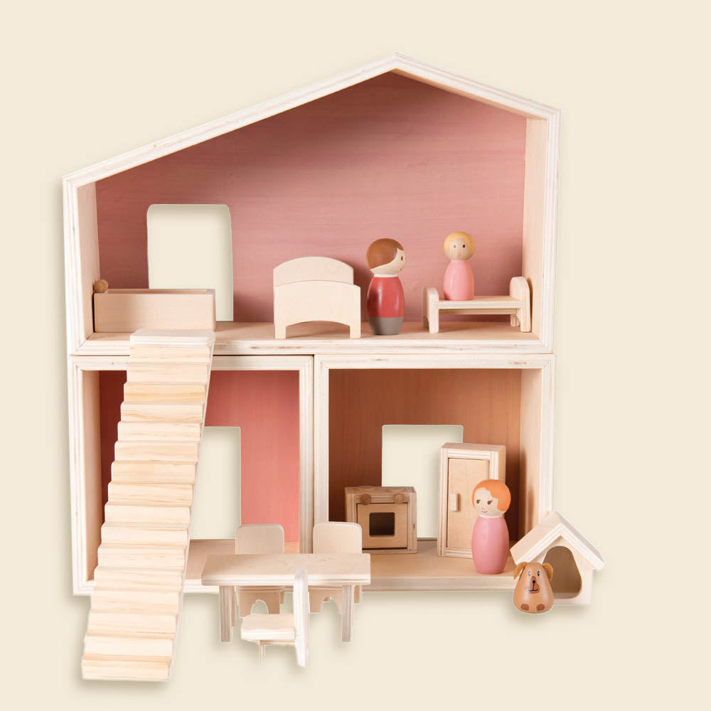 Wooden Scandinavian doll house