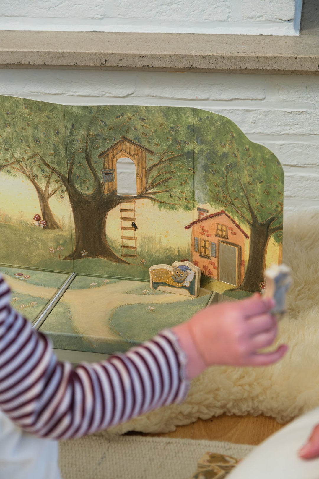 Fairy tales game with wooden figurines