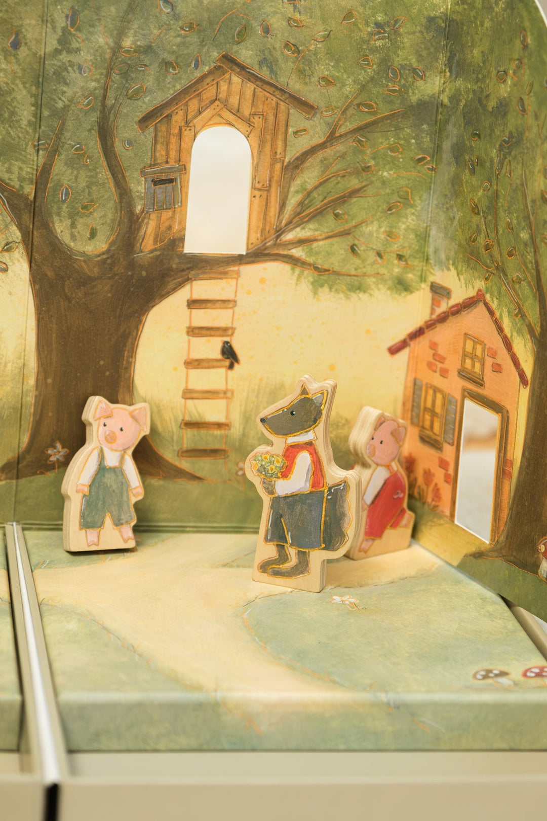 Fairy tales game with wooden figurines
