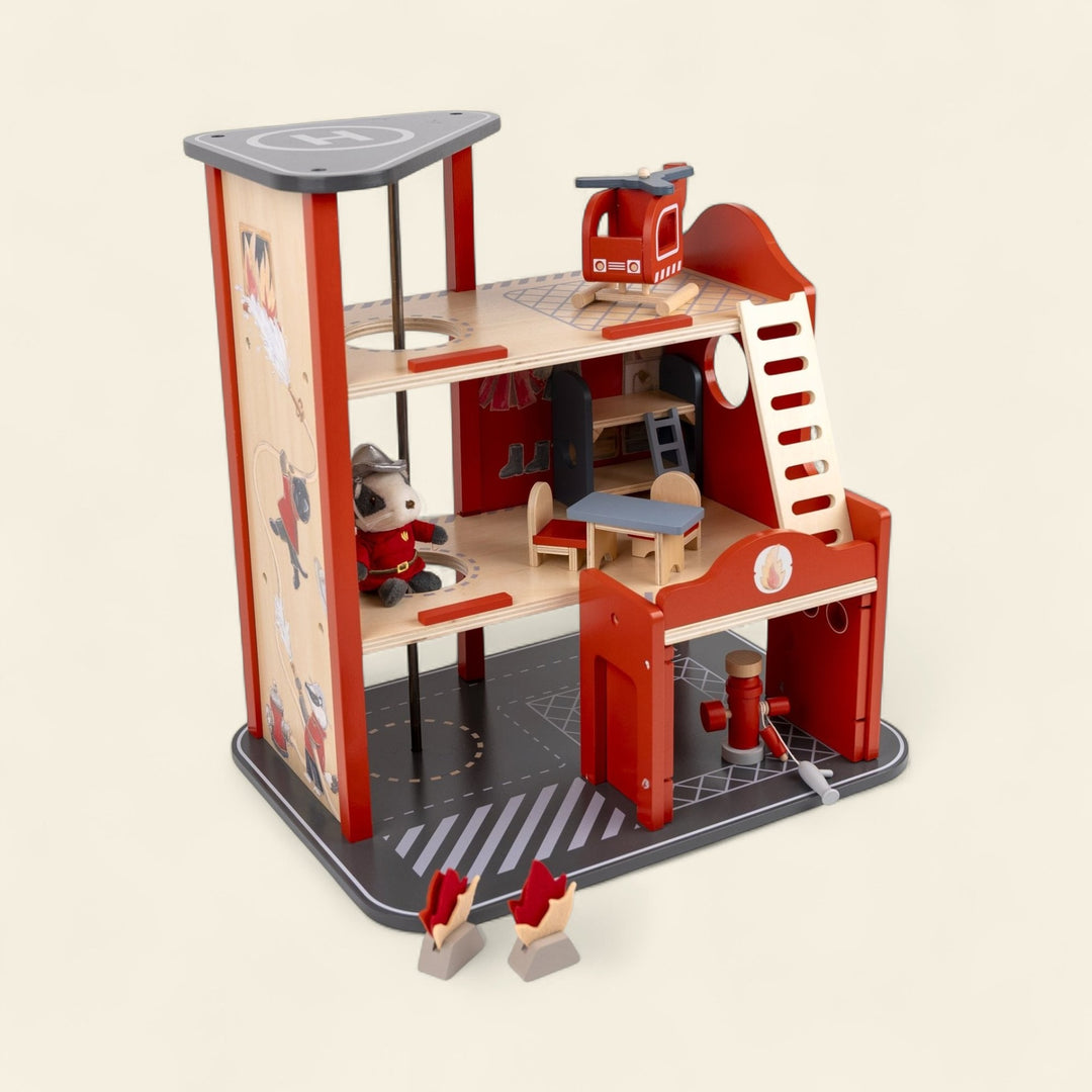 Large fire station with miniature friend