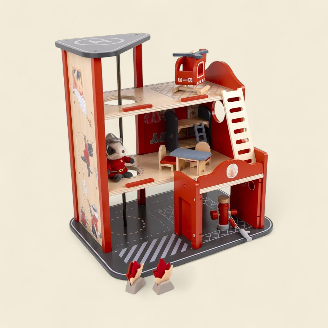 Large fire station with miniature friend