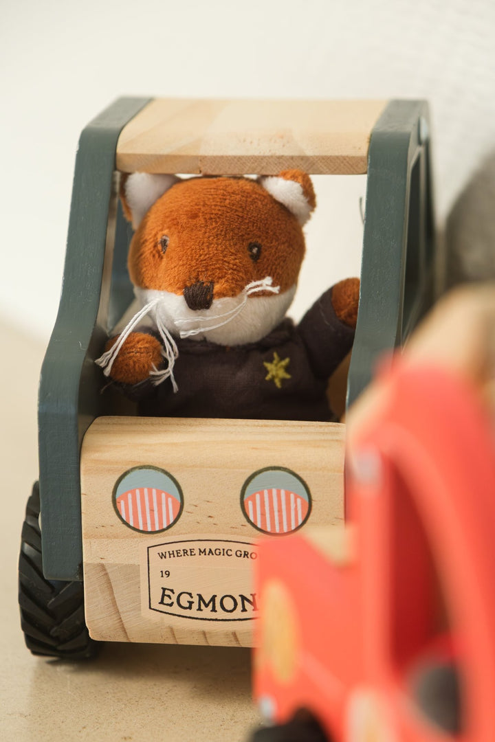 Police car with miniature friend
