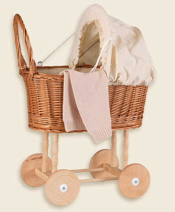 Eggshell wicker doll pram