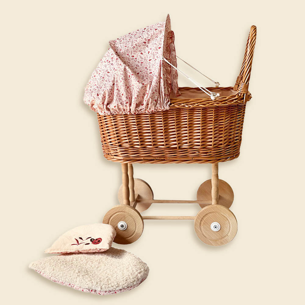 Ladybug wicker doll pram