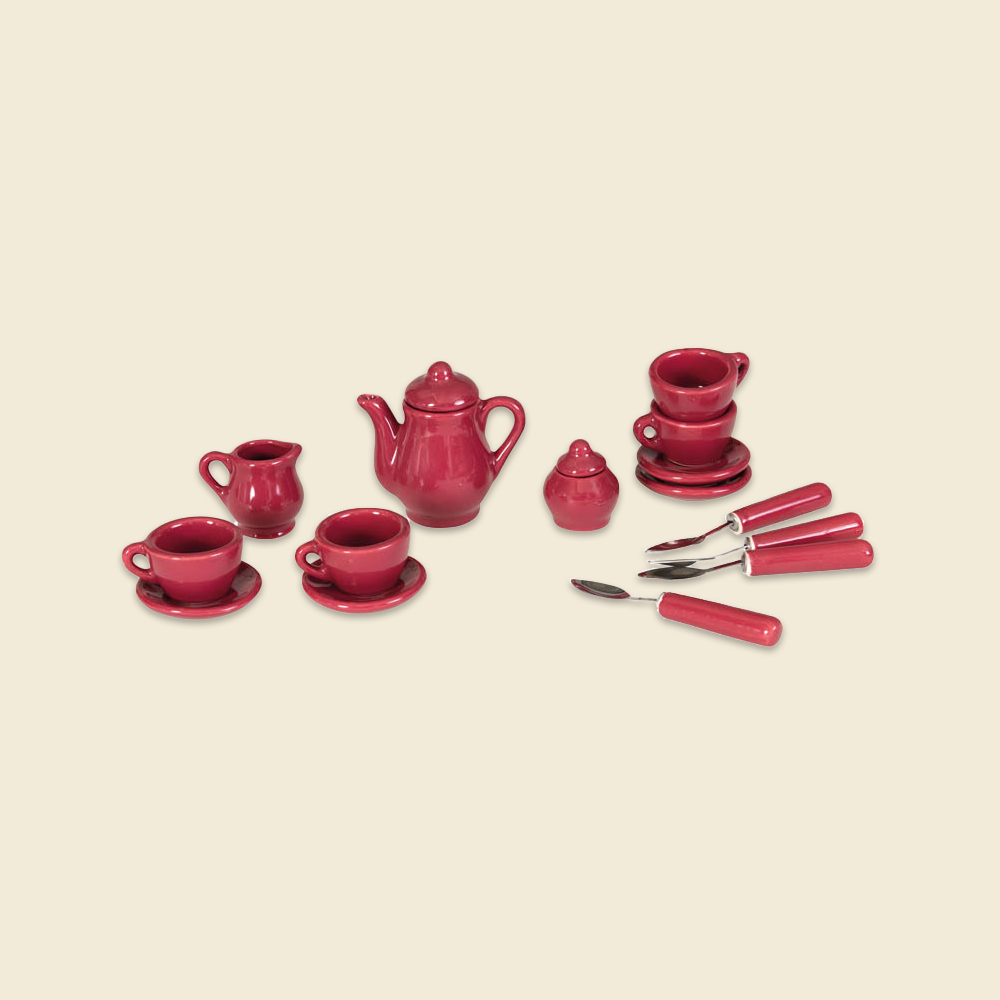MINI PORCELAIN TEA SET CHERRY