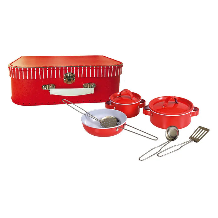RED METAL PAN SET IN A CASE