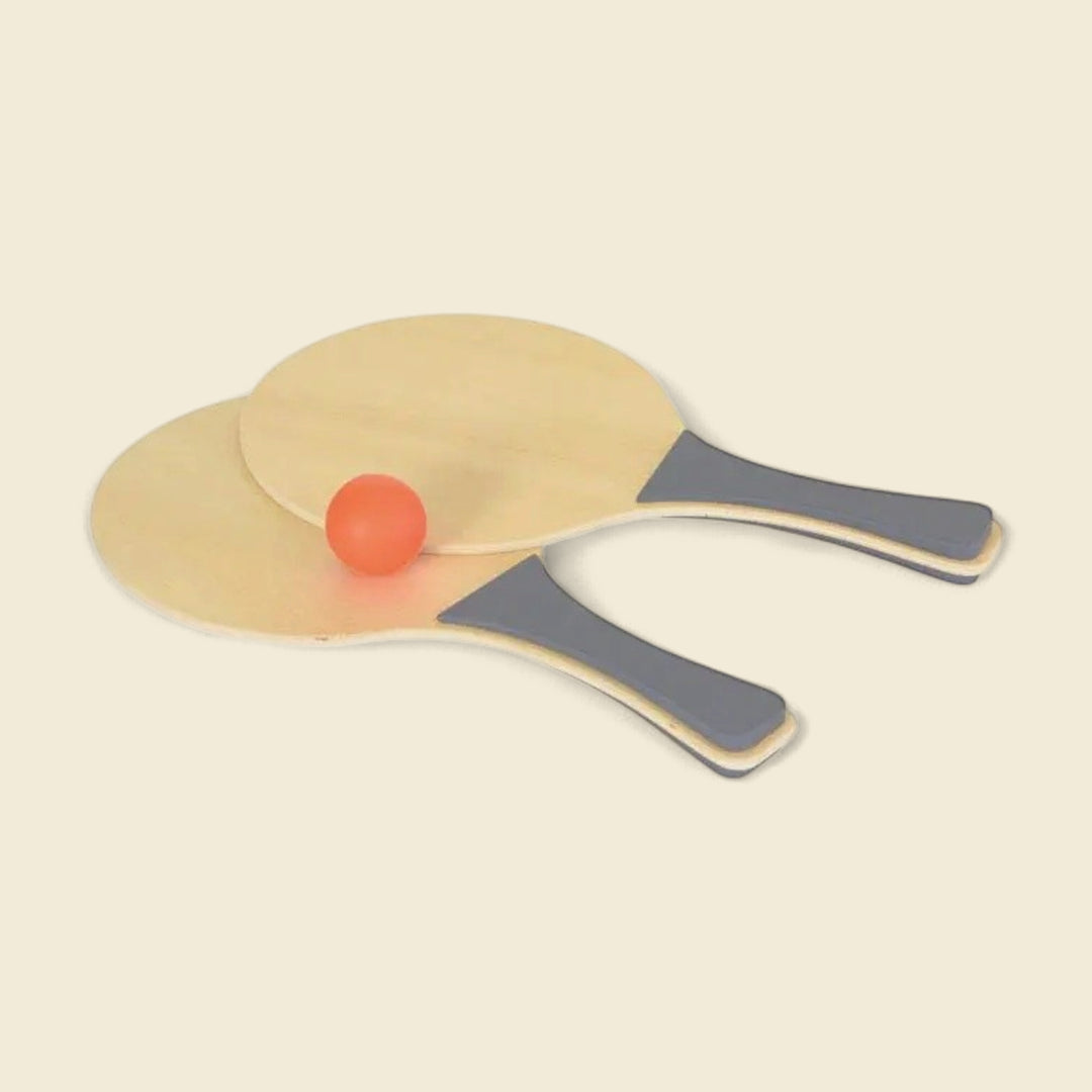 Wooden beach paddles and ball