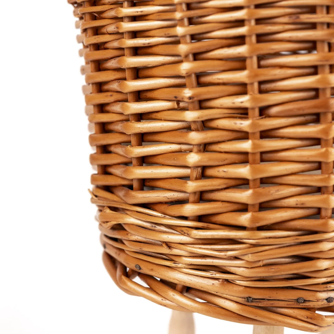 WICKER PRAM WITH KNITTED