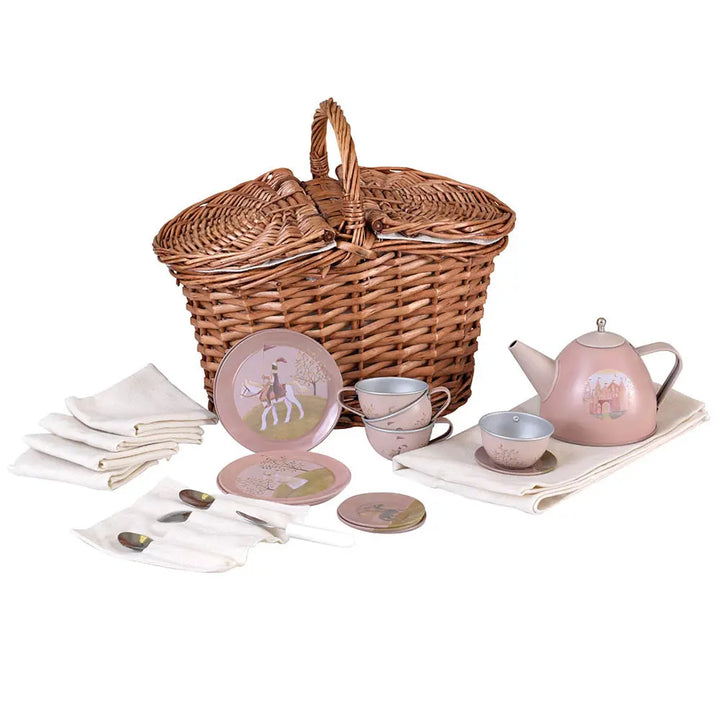 TIN TEA SET PRINCESS IN A BASKET