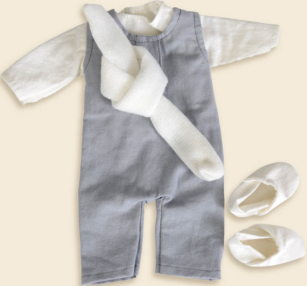 Dove-grey doll dungarees set