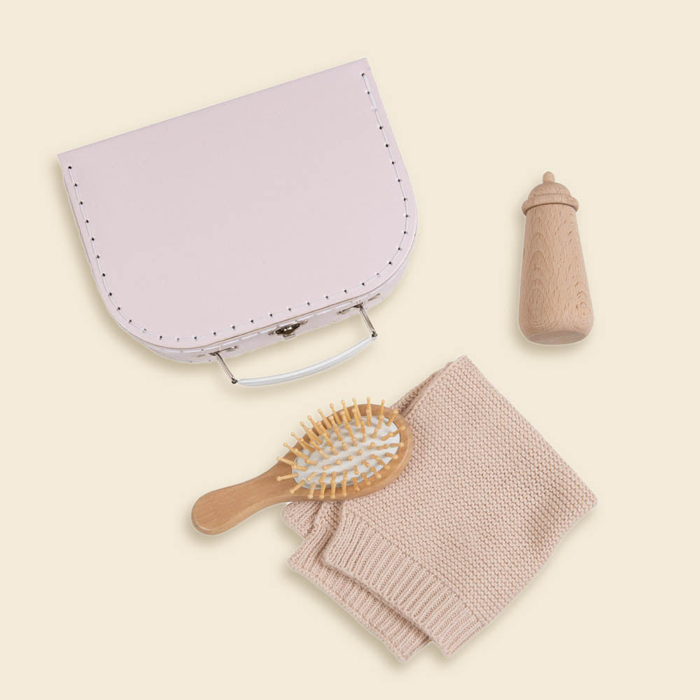 Mallette de soin rose nacré pour poupée