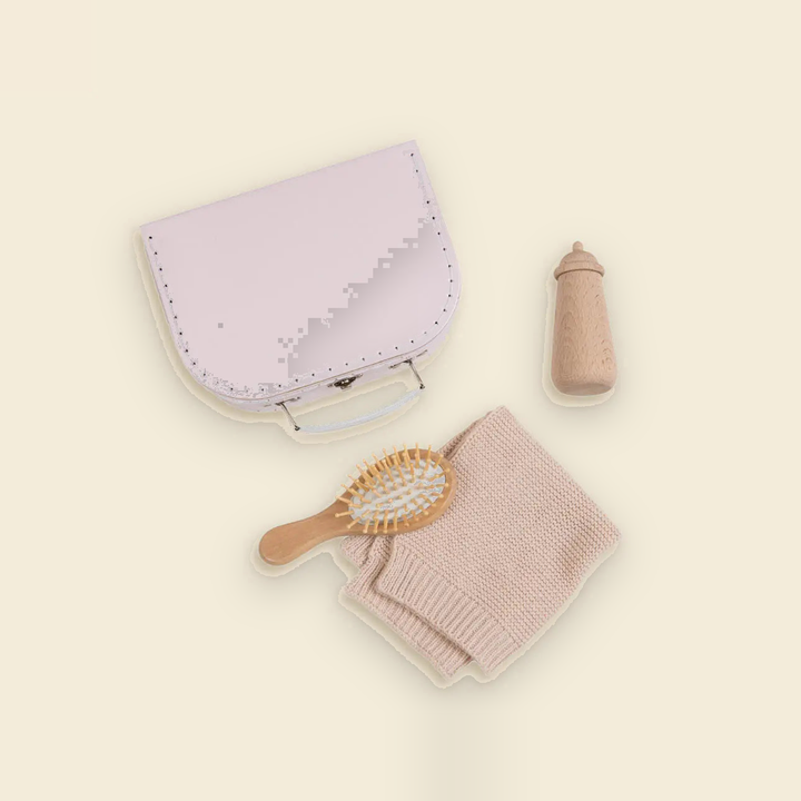 Mallette de soin rose nacré pour poupée