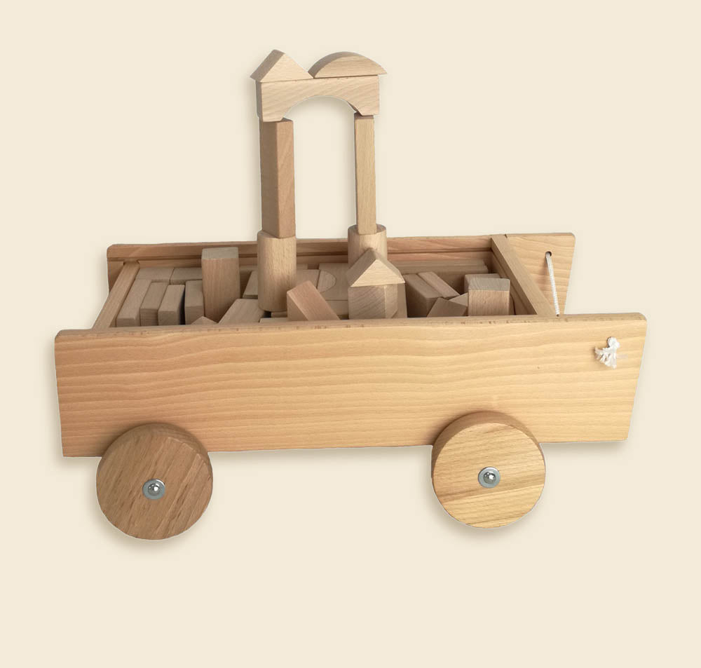 Chariot à Tirer avec Cubes en Bois
