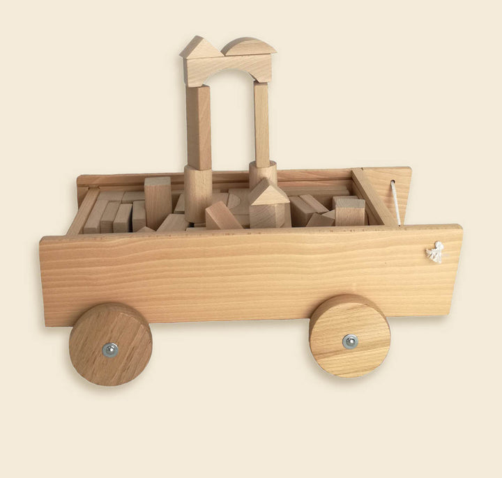 Chariot à Tirer avec Cubes en Bois
