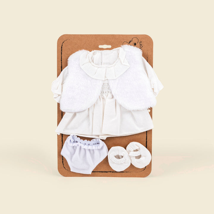 Robe ivoire et veste blanche pour poupée