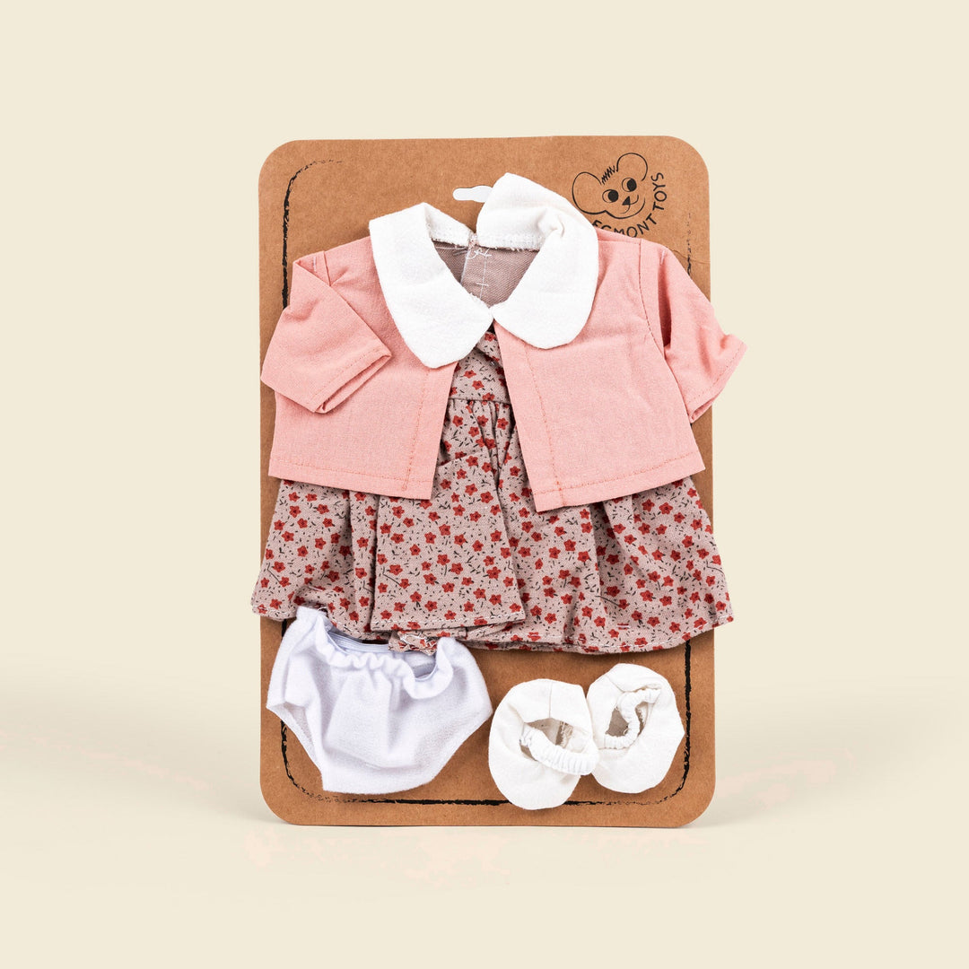 Robe à fleurs roses pour poupée