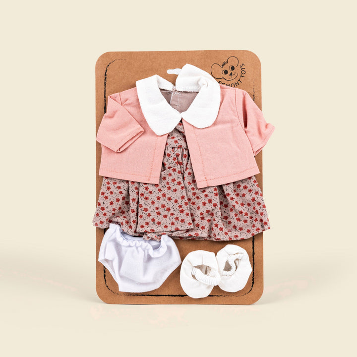 Robe à fleurs roses pour poupée