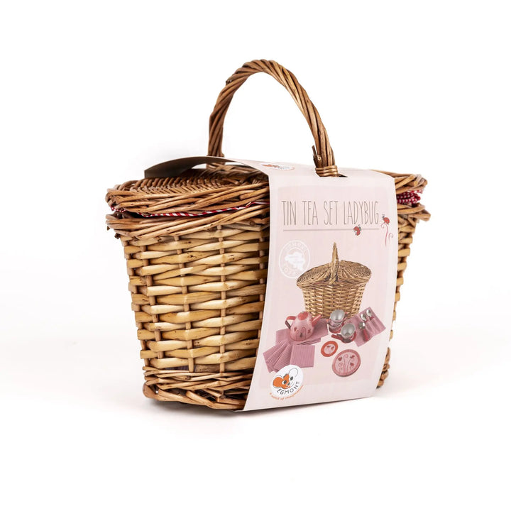 TIN TEA SET LADYBUG BASKET