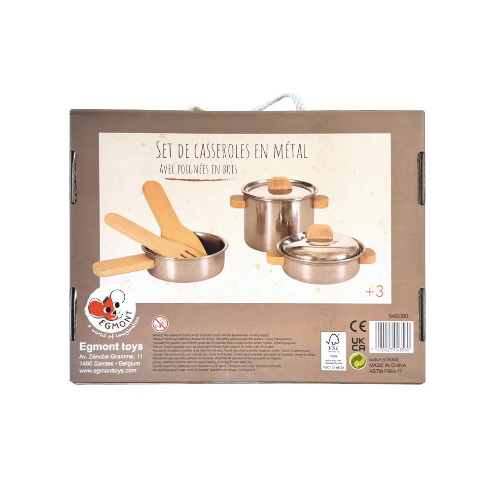 PAN SET WITH WOODEN HANDLE