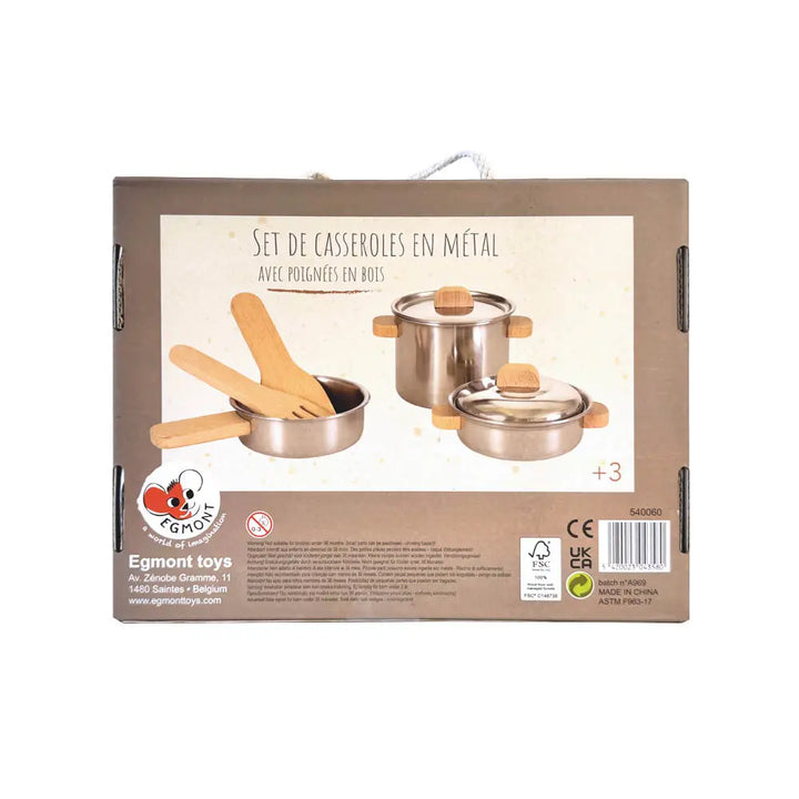 PAN SET WITH WOODEN HANDLE