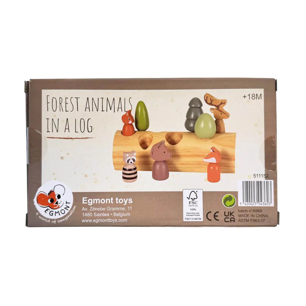 FOREST ANIMALS IN A LOG