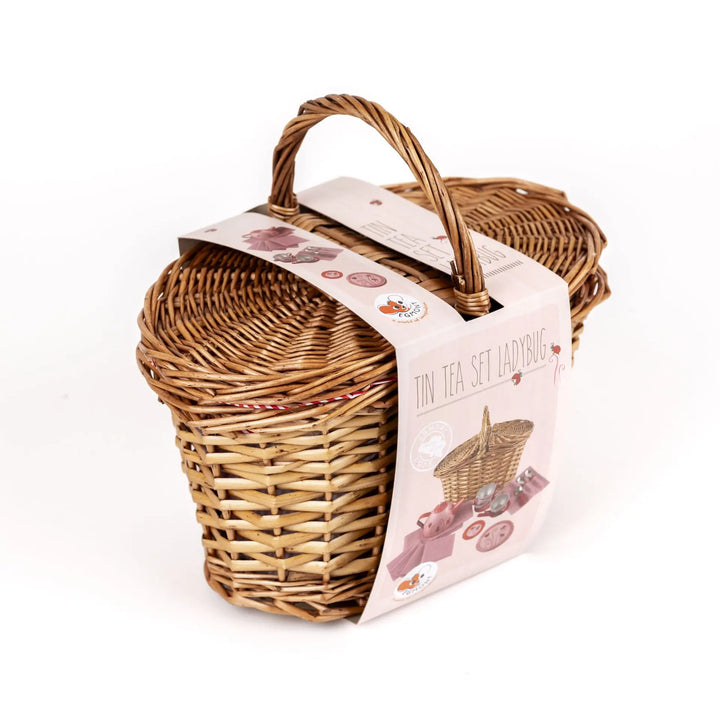 TIN TEA SET LADYBUG BASKET
