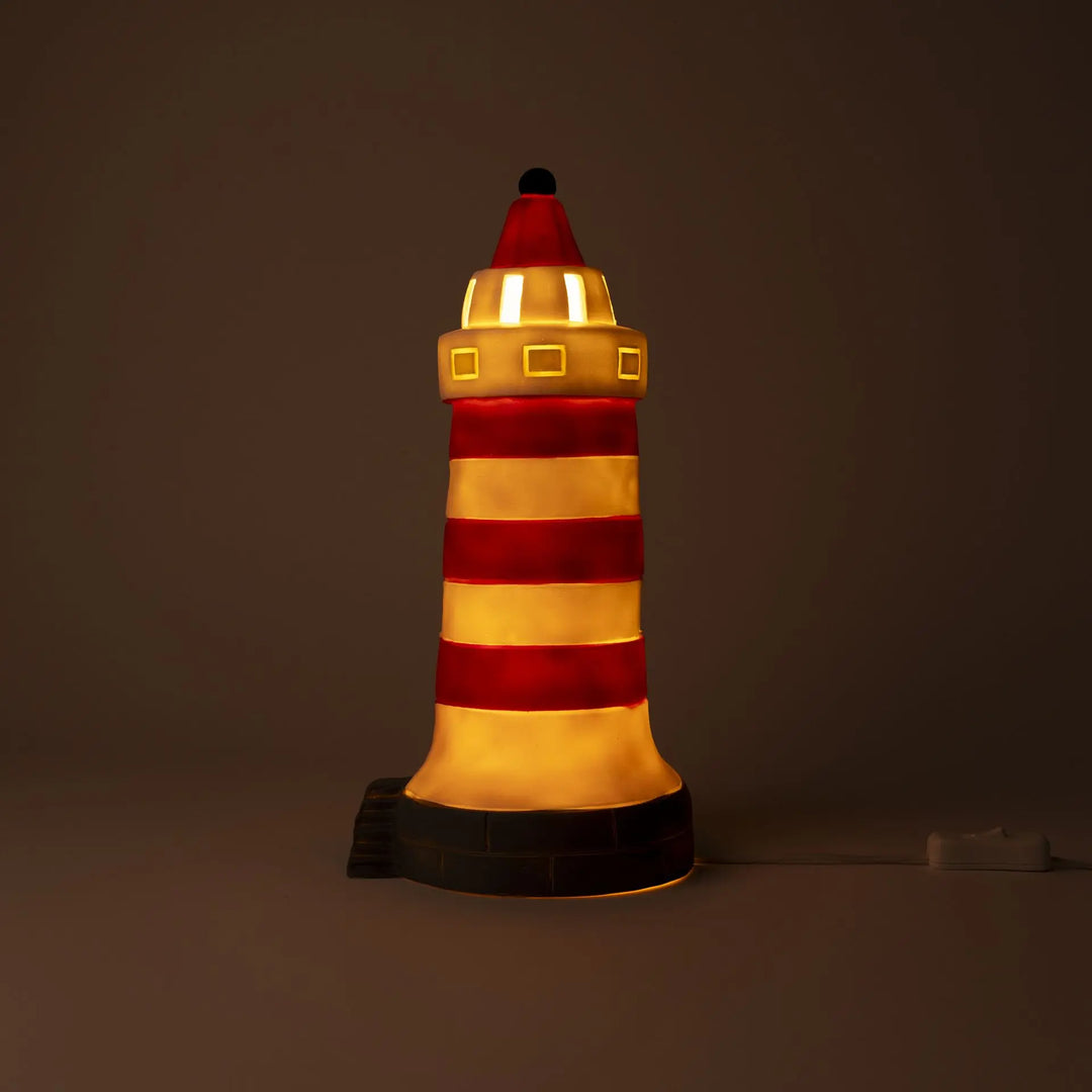 LAMP LIGHTHOUSE RED 35 CM