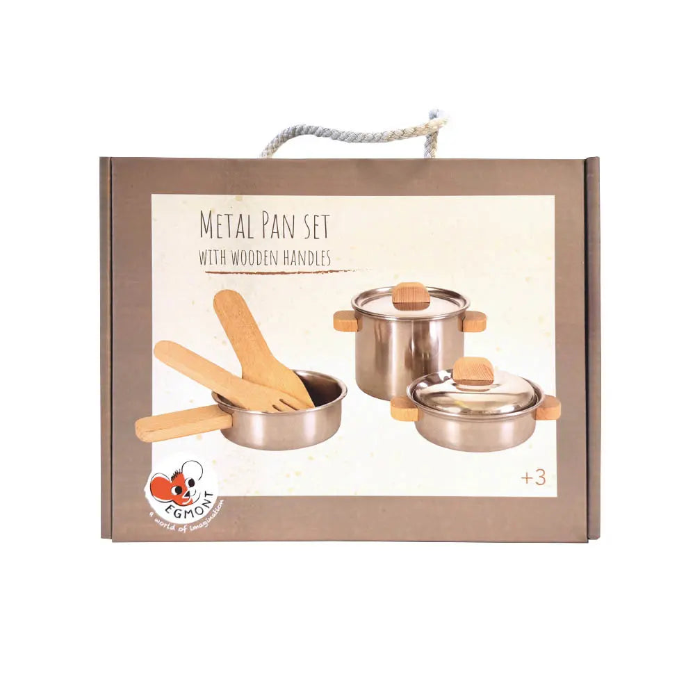 PAN SET WITH WOODEN HANDLE