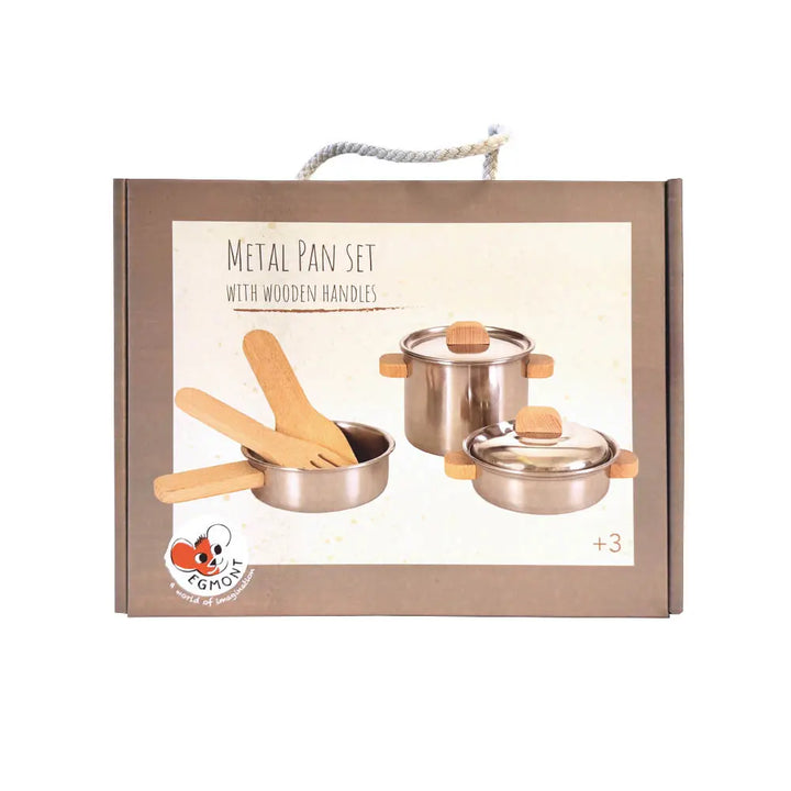 PAN SET WITH WOODEN HANDLE