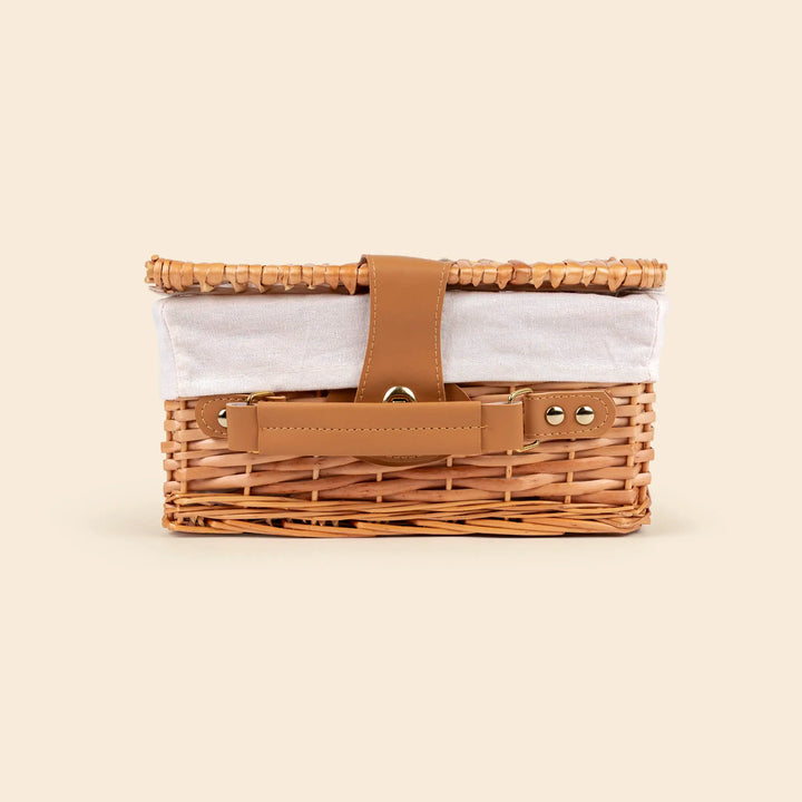 TIN TEA SET FOREST IN A WICKER BASKET