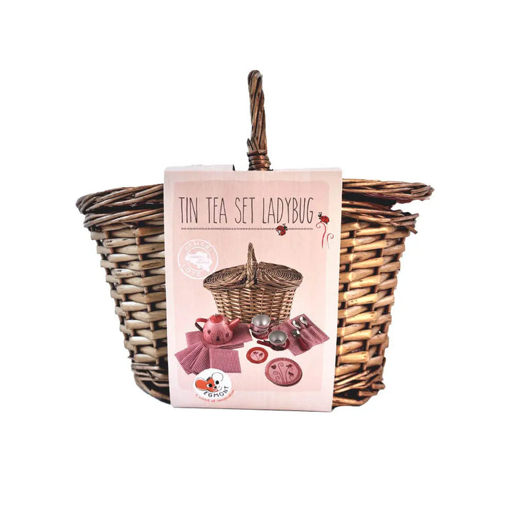 TIN TEA SET LADYBUG BASKET
